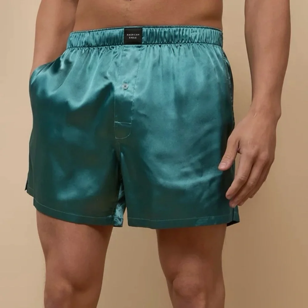 American Eagle Men's Stretch Satin Boxer Shorts Teal Blue Size XS (26-28) NWOT